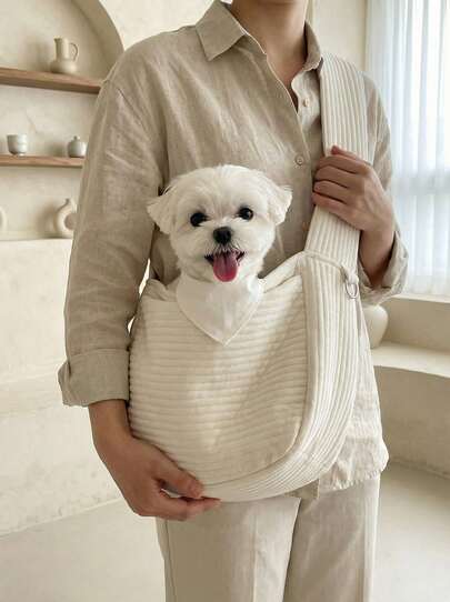 PETSIN 1个大号帆布单肩宠物手提包，便携式手提宠物包，适合小型犬、泰迪熊、猫咪，旅行必备。宠物猫咪手提包，便携式帆布手提袋，适合猫咪、小型犬、泰迪熊，方便的单肩包和斜挎包。