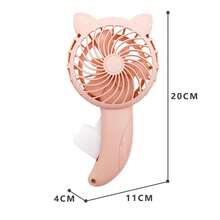 Cartoon Cat Ear Handheld Fan - Lightweight And Cool Hand Fan For Travel And Outdoor Activities - Battery-Free Design - B-粉紅色 - 查看 2