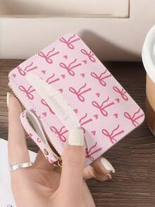 Women's Ultra-Thin Zipper Wallet Pink Heart-Shaped Bow Card Holder Light Daily Common Card Holder Zipper Closure, Women's Card Bag Bow Bow Sweet Cartoon Mini Change Bag Multi Card Slot Certificate Storage Organ Bag, Pink Bow Love Pattern Button Fashion Card Bag Slim, Chain Wallet Foundation Make-Up Strawberry Card Holder Light Daily Common Card Holder Zipper Multi Card Slot - Multicolor - View 6