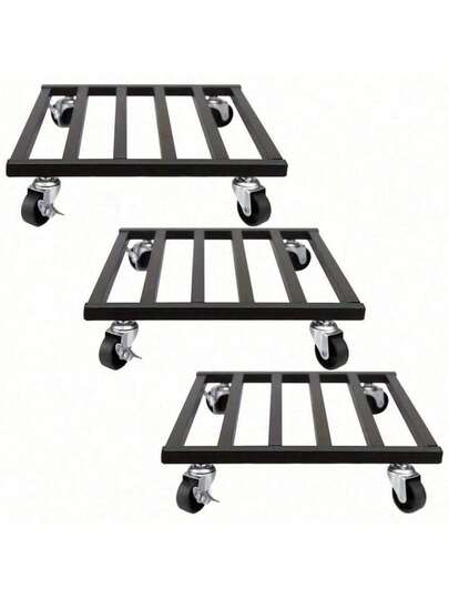 重型金属植物推车，带可锁定轮子 - 10 英寸和 12 英寸方形，承重高达 150 磅 - 室内/室外皆宜