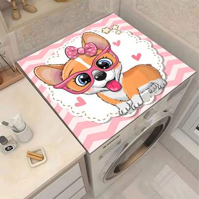 1pc Corgi Pattern Multipurpose Absorbent Mat, Polyester Waterproof Countertop Protector Pad, Suitable For Kitchen, Dining Table Decor, Dish Drying, Washing Machine, Coffee Maker, Bathroom Vanity, Kitchen Accessories, Party Supplies