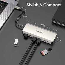 12 合 1 USB-C 扩展坞，三屏显示笔记本电脑扩展坞，支持 85W PD 快充，配备 3 个 4K 显示器 HDMI/DP 适配器、5Gbps USB 3.0 接口、千兆以太网接口、SD/TF 读卡器、音频/麦克风接口，铝合金外壳，即插即用 - 查看 7