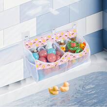 Hộp đựng đồ chơi tắm nằm ngang 2 ngăn, giá đỡ có thể mở với túi bên hông để đựng các sản phẩm tắm, lưới giúp dễ dàng lấy, cất giữ và sắp xếp đồ chơi tắm gọn gàng. - Hồng - Mặt Trời Nhỏ - Xem 7
