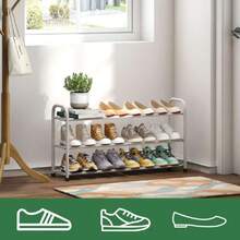 White Shoe Rack For Closet, 3-Tier Expandable Shoe Organizer For Closet, Adjustable Metal Shoe Storage Organizer, Freestanding Shoe Rack, 41971896 - Yellow - View 6
