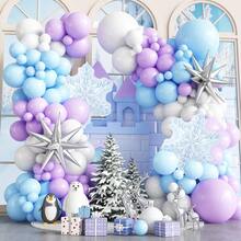 Frozen Birthday Garland Decorations, White Silver Balloons Snowflakes, Silver & Blue Metallic Balloons, Silver & Blue White Balloons For Winter Wonderland, Ice Cream Party, Party Decorations Frozen, Balloon - Multicolor - View 6