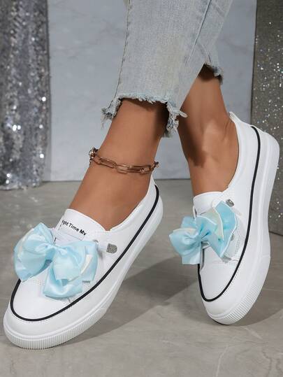 Teen Plain Flat Sneakers, Versatile Casual Sports Shoes