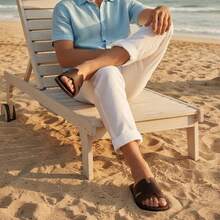 Men's Summer New Casual Non-Slip One-Strap Flip Flops, Open Toe Soft Bottom Sandals - Dark Brown - View 9