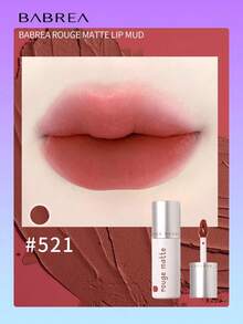 babrea 丝绒哑光唇膏，持久防水唇彩，不粘腻柔滑质地，高显色度，适合日常妆容 - 521時間主宰 - 查看 1