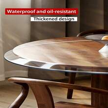 1.5mm Thick Transparent PVC Round Placemats, Soft Glass Material, Waterproof And Oil-Proof, Easy To Clean, Suitable For Kitchen And Dining Table - White - View 5