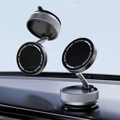 Soporte de teléfono para coche con ventosa de succión y adsorción magnética, soporte de teléfono multifuncional de 3 ejes plegable y giratorio para salpicadero y parabrisas de coche, universal para vehículos eléctricos y automóviles, soporte de teléfono giratorio 360 grados ajustable para escritorio y coche, soporte de teléfono para coche antivibración de succión fuerte, soporte magnético estable para teléfono para todos los teléfonos inteligentes, accesorios premium para el interior del coche, soporte de teléfono de fácil instalación para múltiples escenarios