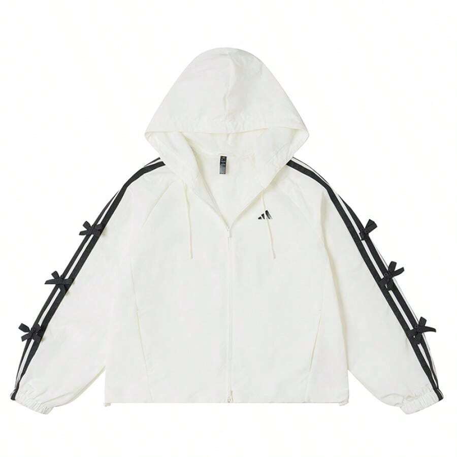Adidas Áo khoác dệt kim dành cho nữ, DCE WV LL JKT, Áo khoác thể thao thường ngày thoải mái, KR7602 - Hanyu Trắng/Đen - Xem 1