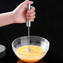 1pc Semi-Automatic Egg Beater, Stainless Steel Milk Frother, Manual Whisk, Baking Tool - Multicolor - View 7