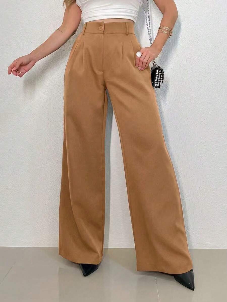 MODA MO, REF: 3271, Women's Tailored Trousers | High Waist Pantaloons | Elegant And Casual Look | Casual Fashion For Everyday Life | Perfect For Work | Comfortable And Stylish | Impeccable Fit - 銹棕色的 - 查看 1