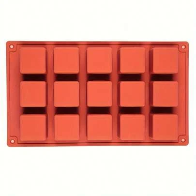 Khuôn silicon hình khối lập phương làm sô cô la, khuôn nướng vuông 15 lỗ, thích hợp cho các hoạt động thủ công nhà bếp, khuôn nướng silicon.