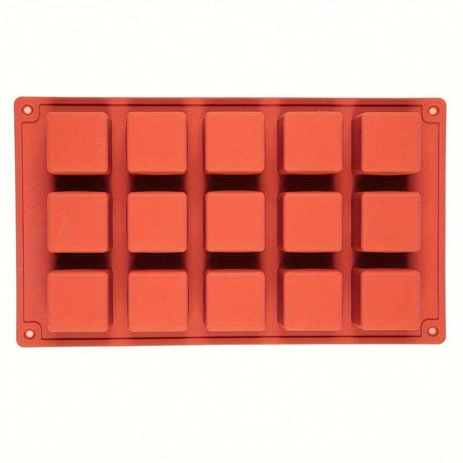 Khuôn silicon hình khối lập phương làm sô cô la, khuôn nướng vuông 15 lỗ, thích hợp cho các hoạt động thủ công nhà bếp, khuôn nướng silicon. - Nhiều màu - Xem 1