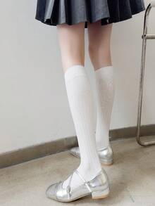 1双女士过膝袜，春夏加厚条纹显瘦袜，适合搭配裙子，百搭造型 - 彩色 - 查看 11