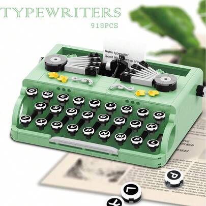 Bộ lắp ráp máy đánh chữ cổ điển 918 mảnh, mô hình máy hát đĩa, điện thoại, radio, máy may, bộ lắp ráp độ khó cao, đồ trang trí bàn làm việc tự lắp ráp, quà tặng ngày lễ cho nam và nữ.