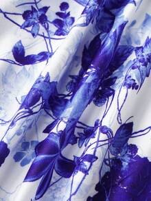 印花系带露背吊带上衣 - 藍白色 - 查看 5