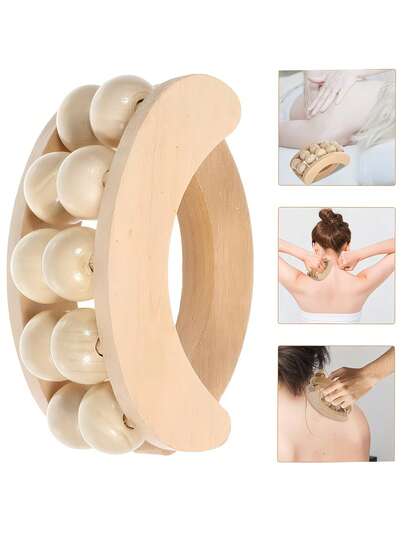 1pc Handheld Massage Ball Roller - Wooden Full Body Massager For Back, Neck, Feet, Calves, Legs, Arms | Deep Tissue Massage Tool, Relieve Muscle Soreness