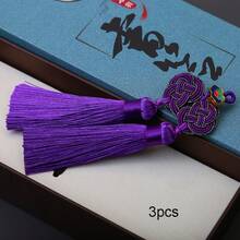 3pcs 8cm Double Coin Auspicious Cloud Tassel Pendant, Hanfu Clothing Accessory, Chinese Knot Tassel Charm, Ice Silk Fan Pendant, Bookmark - 8cm Auspicious Cloud Double Tassel - View 9