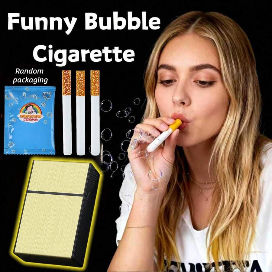 （不含泡泡液）圣诞创意香烟造型泡泡棒，迷你圆形泡泡机，手持式泡泡吹泡泡玩具，恶作剧香烟造型泡泡机，派对氛围装饰工具，趣味泡泡道具