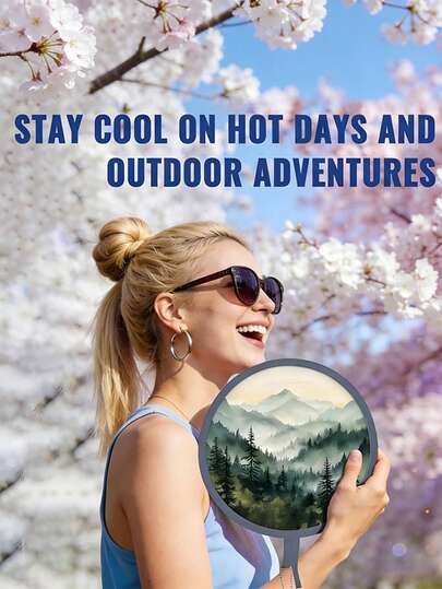 Round Foldable Handheld Fan, Portable Pocket Folding Fan, Japanese-Style Summer Fan, Unisex, 6 Styles, Colors And Patterns Random. Suitable For Outdoor Sports, Shopping, Beach Camping, Travel, Weddings, Parties, Sports Games, And Various Holiday Gatherings. A Very Practical Gift