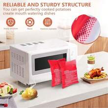 1/2/3pcs Microwave Potato Bags, New Red Washable Microwave Potato Bags, Baked Potato Microwave Cooking Bags, Quick Baking Bags Kitchen Tools, Reusable Microwave Potato Cooking Bags, Can Make Delicious Potatoes In Just Minutes, Kitchen Gadgets, Kitchen Accessories - Red - View 4