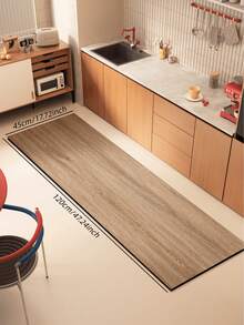 1pc/2pcs Set Faux Wood Grain Minimalist Silicone Bathroom Mat - Absorbent Mildew Resistant Rectangular Floor Protector - Multicolor - View 12