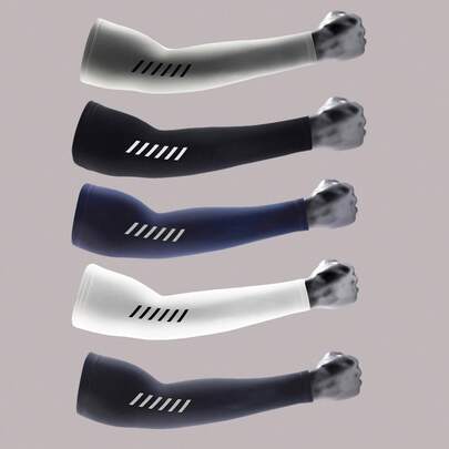 1 Pair Of Summer Anti-Slip, Sun-Protective, Quick-Drying Striped Sports Arm Sleeves, Suitable For Outdoor Sports Such As Basketball, Fitness, Cycling, Etc., Sports Elbow Pads, Sun-Protective Arm Sleeves, Essential For Sports, Weightlifting, Elbow Joint Support And Protection
