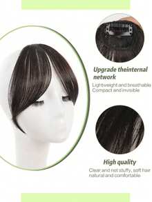 女士假发，自然刘海，逼真的“8”字形空气刘海，无缝轻盈的法国合成假发刘海。 - 彩色 - 查看 2