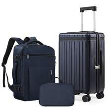 Tidal flash 20 Inch Carry On Luggage 3 Piece Set, Hard Shell Suitcase Aviation Certification With Travel Backpack & Toiletry Bag, TSA Lock ,360° Spinner Wheels For Women And Man Spring Travel,Vacation,Business Trip,Graduation Trip, Mother's Day Gift - Màu xanh lam - Xem 11