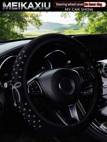 MEIKAXIU 1pc Soft Foam Heart & Bow Elastic Steering Wheel Cover, Comfortable Fit For 14.5-15 Inch Cars, Decorative Accessory For Women - Foamed Heart Bow Style - View 13