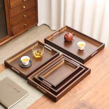 1pc Bamboo Serving Tray, Walnut Color Wooden Plate For Tea, Snacks, Breakfast, Barbecue, Rectangular Tray For Tea Set, Lightweight Luxury Aromatherapy Afternoon Tea Tray - Brown - View 7