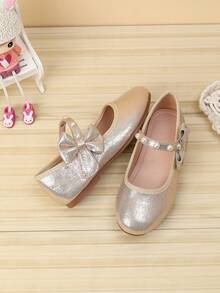 Fashionable Girl Pearl Flat Shoes For Autumn/Winter - Gold - View 2