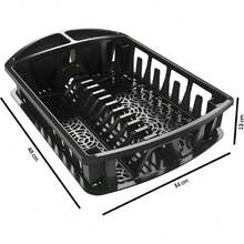 Single-Tier Dish Drainer – Integrated Dish And Cutlery Organizer, Ideal For Kitchen, Durable And Easy-To-Clean Plastic, Dries Dishes Quickly And Organizes Your Space (Black), 41975182 - 芥末黃 - 查看 6