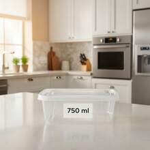Kit 3 Pote Marmita Fit 420ml Retangular - Pote para Alimentos Reutilizável com Tampa Transparente - BPA Free - Vasilha Transparente Para Levar Almoço ao Trabalho e Faculdade - Pote Hermético Reutilizável BPA Free para Micro-ondas e Freezer - Vasilha Transparente - Visão 2