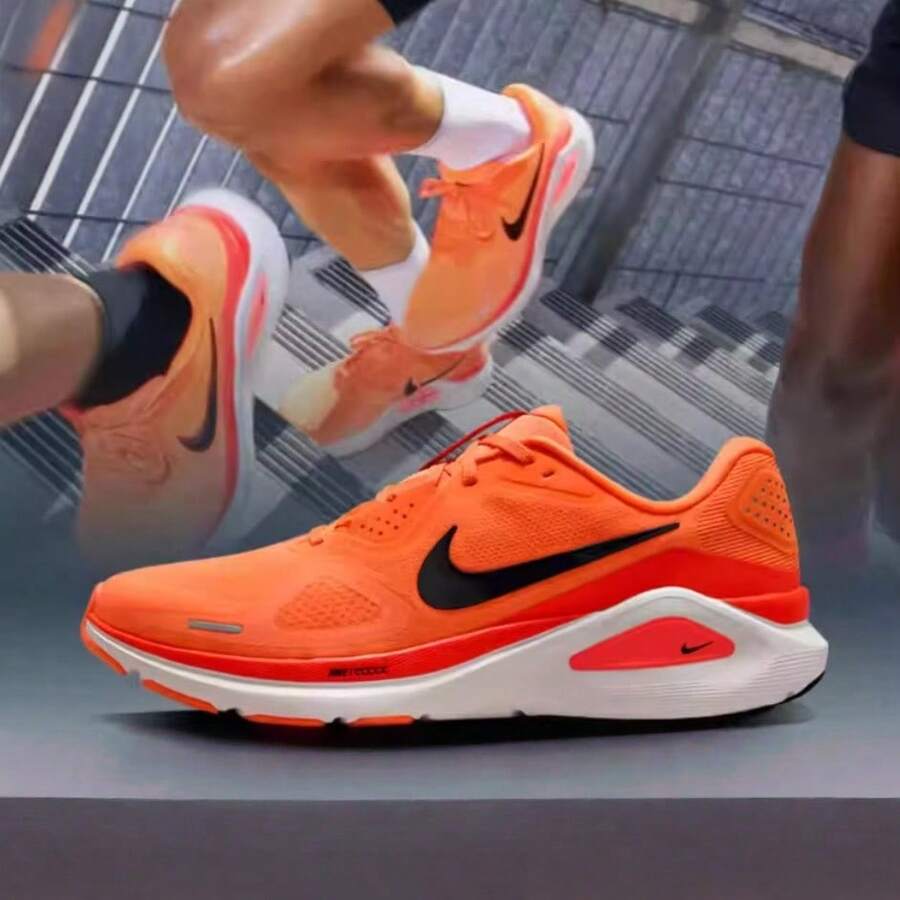 男子NIKE STRUCTURE 26運動訓練跑步鞋 - 橘色 - 查看 1