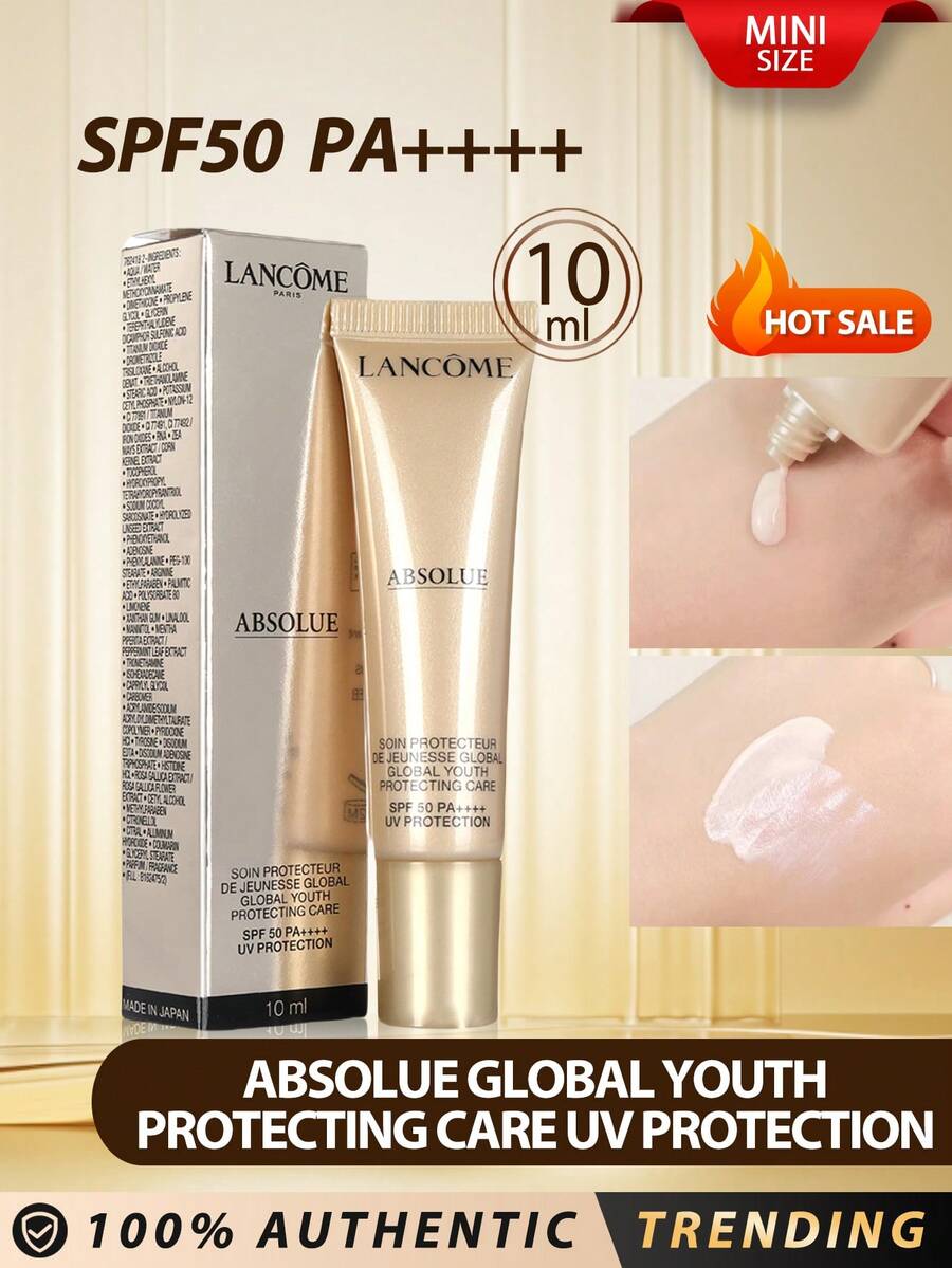 Lancôme 蘭蔻 [迷你尺寸] ABSOLUE 全方位抗老面霜 SPF50+PA++++ 10ml/使用後，肌膚立即感到滋潤與受保護。肌膚顯得更亮麗。膚色更均勻。肌膚顯得更光滑細緻。肌膚觸感柔軟。持續使用可保護肌膚並減少紫外線引起的斑點。讓肌膚煥發青春光彩 - Absolue 10ml - 查看 1