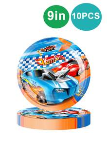 Bộ đồ dùng ăn uống dùng một lần chủ đề đua xe 10 món cho sinh nhật, gồm khay giấy 7/9 inch, cốc giấy 9 oz và khăn giấy, thích hợp cho tiệc sinh nhật, tiệc đua xe, tiệc lễ hội, tiệc bạn bè, tiệc ngày lễ. - A - Xem 8