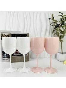 480毫升粉色、白色、黑色高脚酒杯，采用防碎PP材质，适用于婚礼/派对/野餐，情人节礼物 - 查看 5