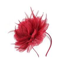 1pc Fascinator For Women Flower Feather Mesh Hair Accessory Kentucky Derby Wedding Hat Tea Party Hat Hair Clip And Headband - 彩色 - 查看 16