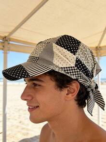 1pc Men's Printed Bandana Baseball Cap, Fashionable Headwrap Hat, Leopard Polka Dot Plaid Headscarf Cap, Suitable For Daily Street & Holiday Wear - Multicolor - View 1