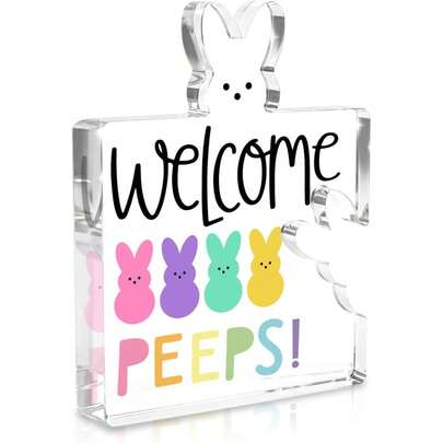 复活节兔子亚克力装饰品，适用于家居厨房浴室农舍桌面，复活节礼物标牌匾
