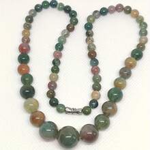 Collar Graduado Hecho con una Mezcla de Cuentas de Ágata de la India - Ágata naranja - Ver 9