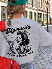 Áo thun nữ tay ngắn cổ tròn in chữ, kiểu dáng thường ngày, thời trang, đa năng, phù hợp cho kỳ nghỉ và sinh hoạt hàng ngày, phong cách đường phố. - Xám đậm - Xem 2