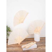 10/5/2pcs & 1pc Wedding/Party Oil Paper Folding Hand Fans - White - View 6