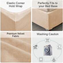 DUJUIKE Velvet Sofa Bed Skirt, Elastic Wrap Around Bed Frame, Easy Installation, Replacement For Traditional Bed Skirt - Champagne - View 7