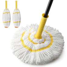 -Wringing Twist Mops With 1 Extra Refill, Microfiber Mops For Floor Cleaning With 57 \ Long Handle, Easy Wringing Floor Mop For Hardwood Commercial Household Clean (1 Handle & 2 Mop Heads) - Màu vàng (1 cán cầm & 2 đầu lau) - Xem 1
