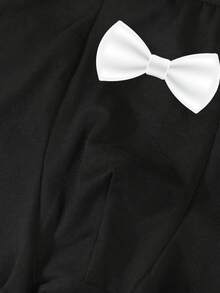 2 piezas Calzoncillos negros sencillos y de moda diaria para hombres, ropa interior con cintura elástica con estampado de moño sexy - Negro - Ver 4