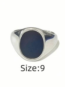 1 pieza Anillo de hombre minimalista casual ovalado, redondo, con diamante de imitación negros, hecho de acero inoxidable 316, chapado en oro de 18K por dentro y por fuera, impermeable e hipoalergénico, adecuado para hombres con estilo minimalista clásico - Anillos ovalados/redondos para hombre - Ver 33